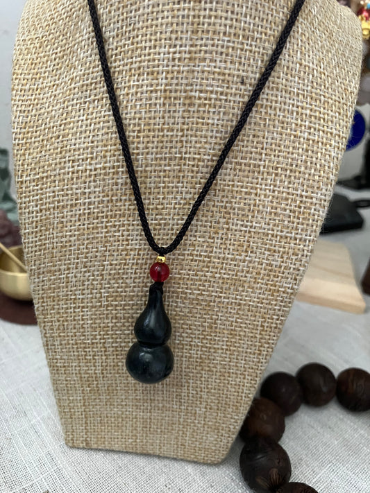Hetian Jade Hulu Gourd Necklace with Lace Cord