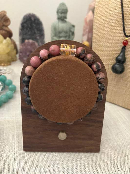 Rhodonite Bracelet with Mantra Bead