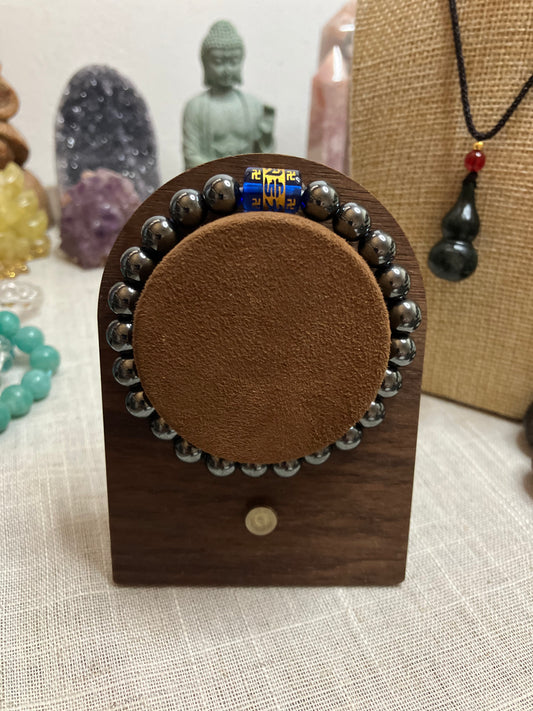 Hematite with Mantra Bead Crystal Bracelet
