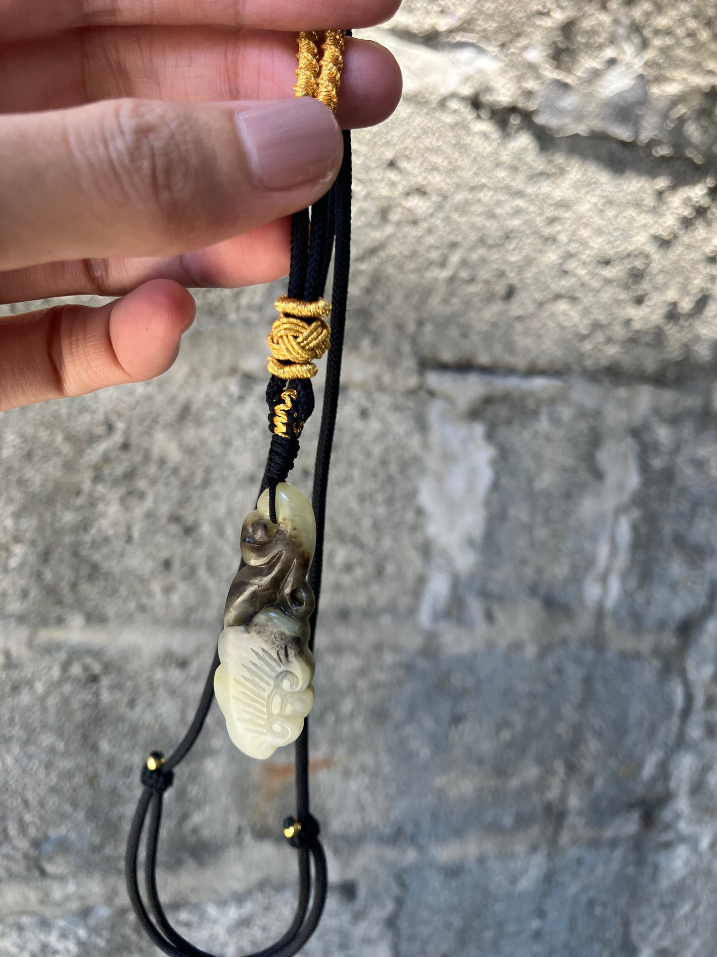 Yin-Yang Hetian Jade Ruyi Amulet Necklace